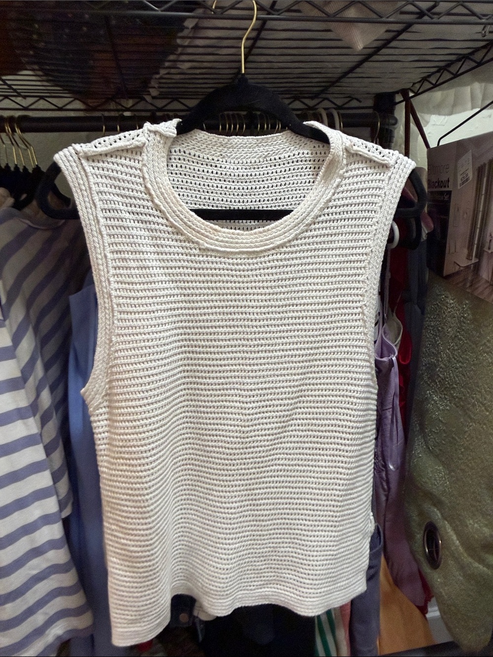 Ann Taylor Cream Crochet Knit Tank